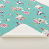 牛お洒落とクローバー模様 シェルパブランケット (3/4)