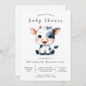 牛お洒落の赤ちゃんシャワー 招待状 (正面/裏面)