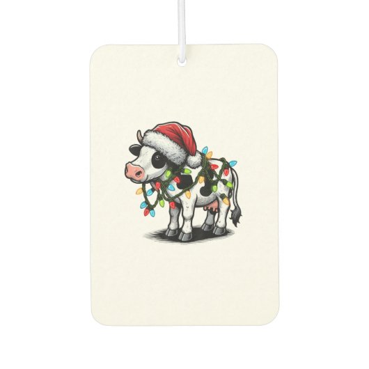牛かわいいサンタおもしろいクリスマス カーエアーフレッシュナー (正面)
