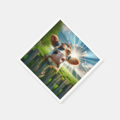 牛がお洒落柵の上を覗き込む スタンダードカクテルナプキン (角)