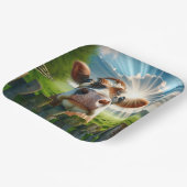 牛がお洒落柵の上を覗き込む ペーパープレート (傾斜あり)