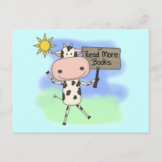 牛がもっと本を読む ポストカード (正面)