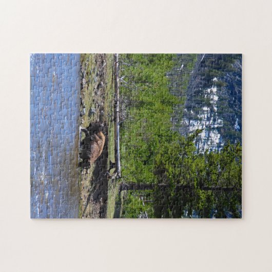 牛がイエローストーンの川を渡る ジグソーパズル (横)