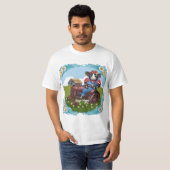 牛がトラクターを運転 Tシャツ (正面フル)