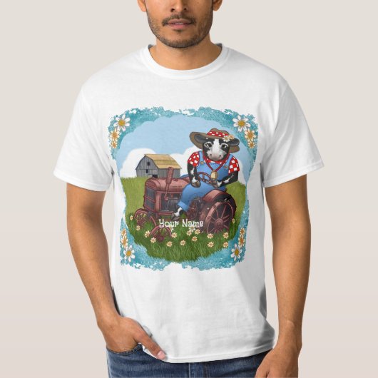 牛がトラクターを運転 Tシャツ (正面)
