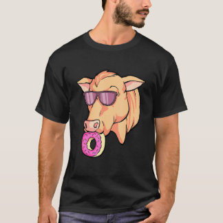 牛がドーナツを食べるパーティー Tシャツ