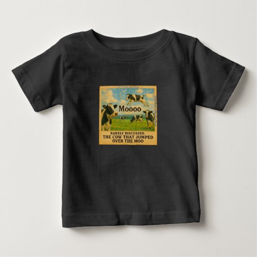 牛がムーンを飛び越えた - 奇想天外な農場の駄洒落カート ベビーTシャツ (正面)