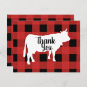 牛が付いている赤いバッファローの点検 サンキューカード (正面/裏面)