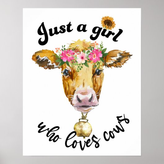 牛が可愛い牛の水色を愛しているだけの女の子 ポスター (正面)