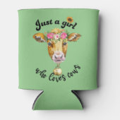 牛が可愛い牛の水色を愛しているだけの女の子 缶クーラー (正面)