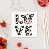 牛が大好きかわいい スタンダードカクテルナプキン (インサイチュ)