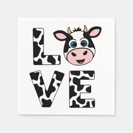 牛が大好きかわいい スタンダードカクテルナプキン (正面)