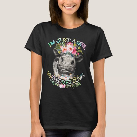 牛が大好きなひとり女子 牛飼い 女性 牧場 Tシャツ (正面)