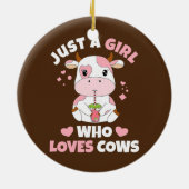 牛が大好きな女の子かわいいイチゴの牛 セラミックオーナメント (裏面)
