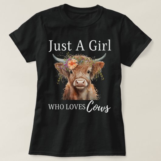 牛が大好きな女の子ボホ牛 Tシャツ (デザイン正面)