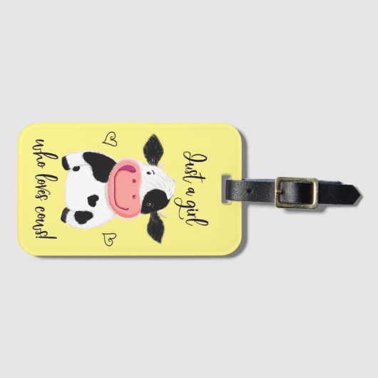 牛が好きな女の子だけ！ハートとホルスタイン ラゲッジタグ (正面横)