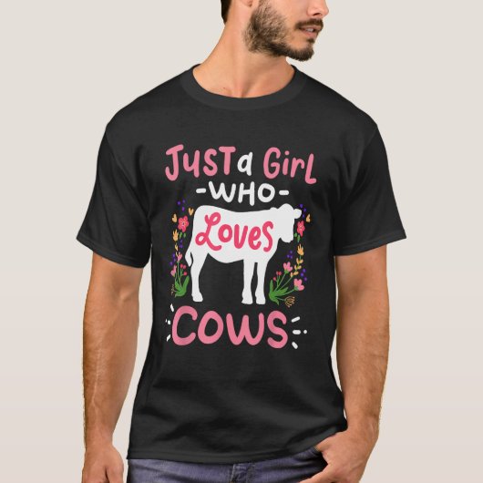牛が好きな女の子のための牧場主へのギフト Tシャツ (正面)