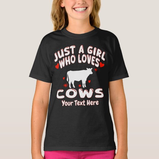 牛が好きな女の子 パーソナライズデザイン Tシャツ (正面)