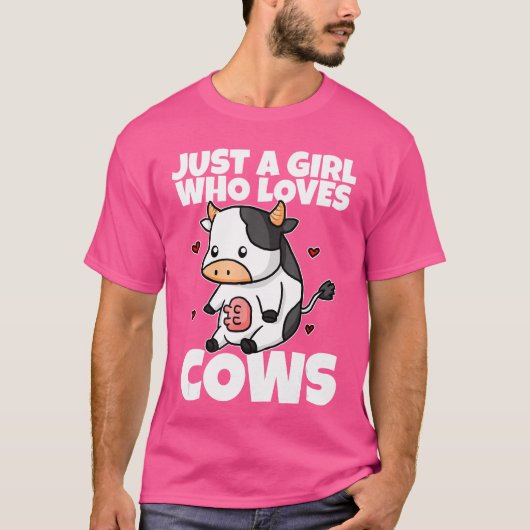 牛が好きな女の子 楽しい牛のコスチューム ミルク Tシャツ (正面)