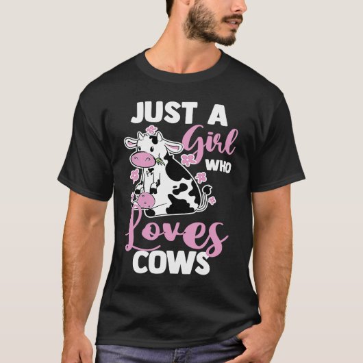 牛が好きな女の子 牛 農場 動物 酪農家 Tシャツ (正面)