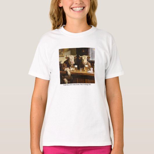 牛が家に帰るまでずっとやっているよ Tシャツ (正面)