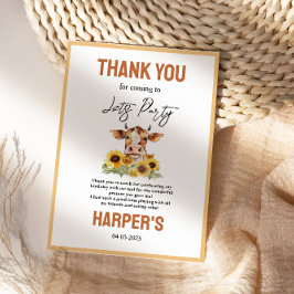 牛が帰るまでパーティしよう！2歳の誕生日 サンキューカード