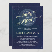 牛が月のベビーシャワーを飛び越える招待状 招待状 (正面/裏面)