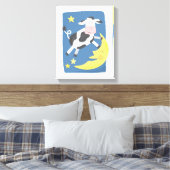 牛が月の子どものキャンバスアートを飛び越えた キャンバスプリント (インサイチュ (寝室))