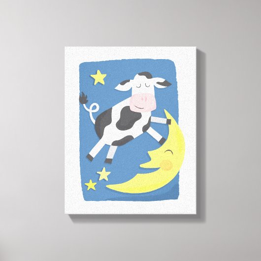 牛が月の子どものキャンバスアートを飛び越えた キャンバスプリント (正面)