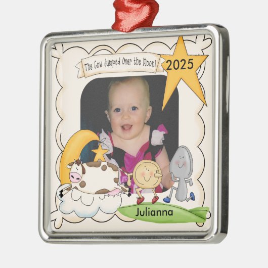 牛が月の形見オーナメントを飛び越えた メタルオーナメント (左)