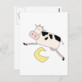 牛が月を飛び越えるTシャツとギフト ポストカード (正面/裏面)