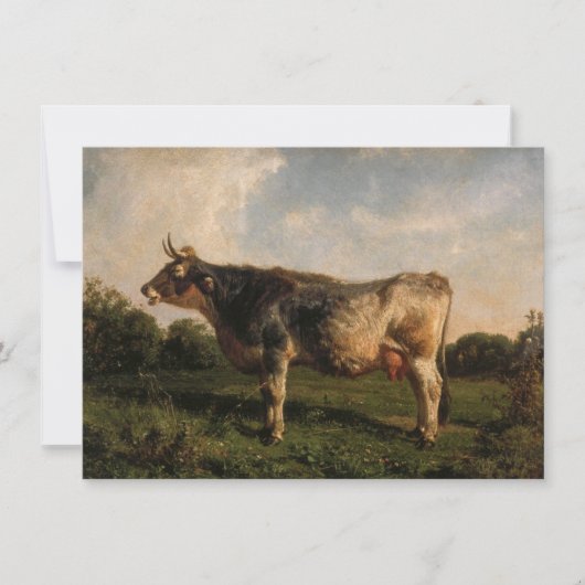 牛が畑に（農場動物） (by Filippo Palizzi) カード (正面)