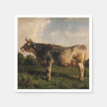 牛が畑に（農場動物） (by Filippo Palizzi)