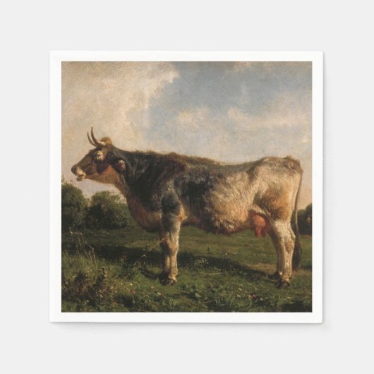 牛が畑に（農場動物） (by Filippo Palizzi) スタンダードカクテルナプキン (正面)