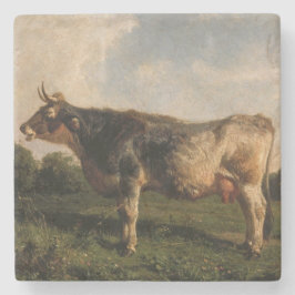 牛が畑に（農場動物） (by Filippo Palizzi) ストーンコースター