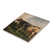 牛が畑に（農場動物） (by Filippo Palizzi) タイル (側面)