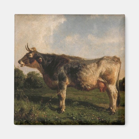 牛が畑に（農場動物） (by Filippo Palizzi) マグネット (正面)