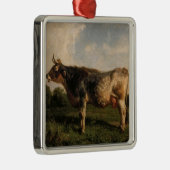 牛が畑に（農場動物） (by Filippo Palizzi) メタルオーナメント (右)
