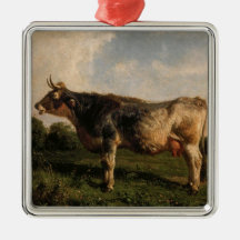 牛が畑に（農場動物） (by Filippo Palizzi)