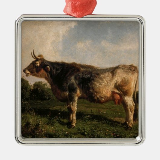 牛が畑に（農場動物） (by Filippo Palizzi) メタルオーナメント (正面)
