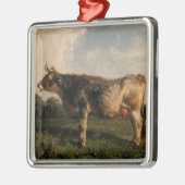 牛が畑に（農場動物） (by Filippo Palizzi) メタルオーナメント (左)
