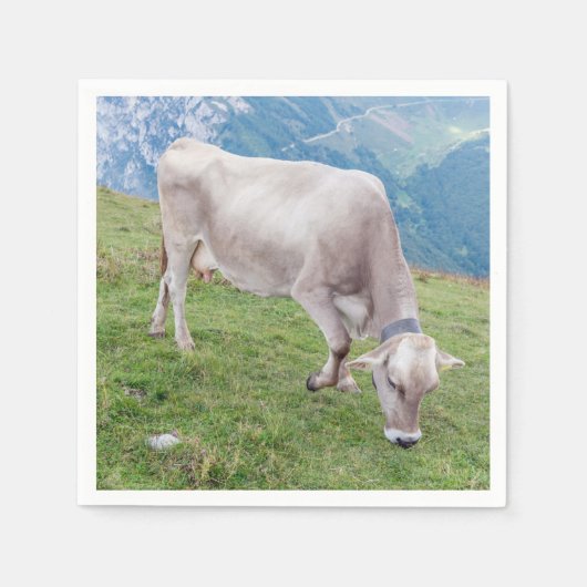 牛が草を食む スタンダードカクテルナプキン (正面)