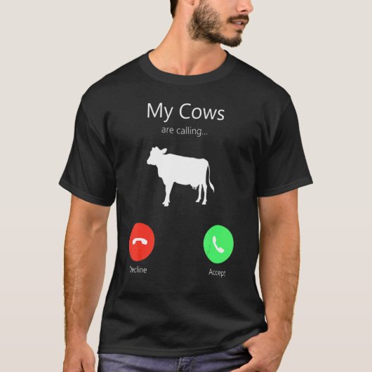 牛が電話をかけてくる 画面 Tシャツ (正面)