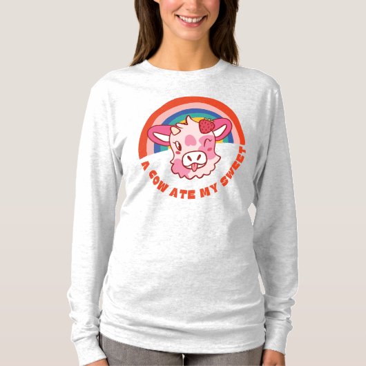 牛が食べ好きなスローガン Tシャツ (正面)