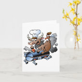 牛がBBQノートカードに乗る カード (黄色い花)