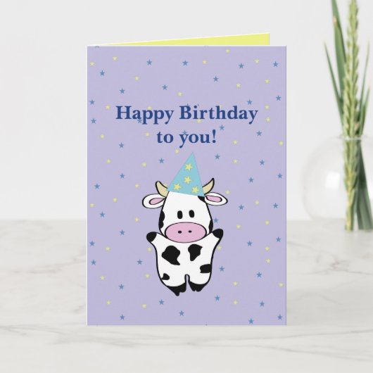 牛さんお誕生日おめでとう カード (正面)