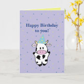 牛さんお誕生日おめでとう カード (黄色い花)
