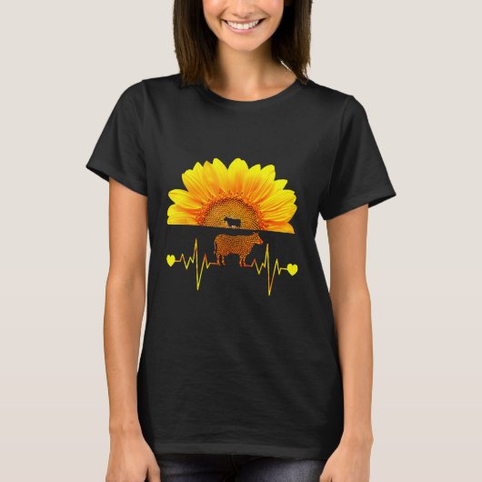 牛さんひまわり グラフィックカウ Tシャツ (正面)