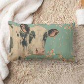 牛とさくらんぼブロッサムツリー装飾用クッション ランバークッション (ブランケット)