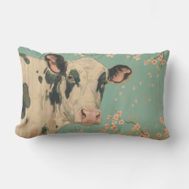 牛とさくらんぼブロッサムツリー装飾用クッション ランバークッション